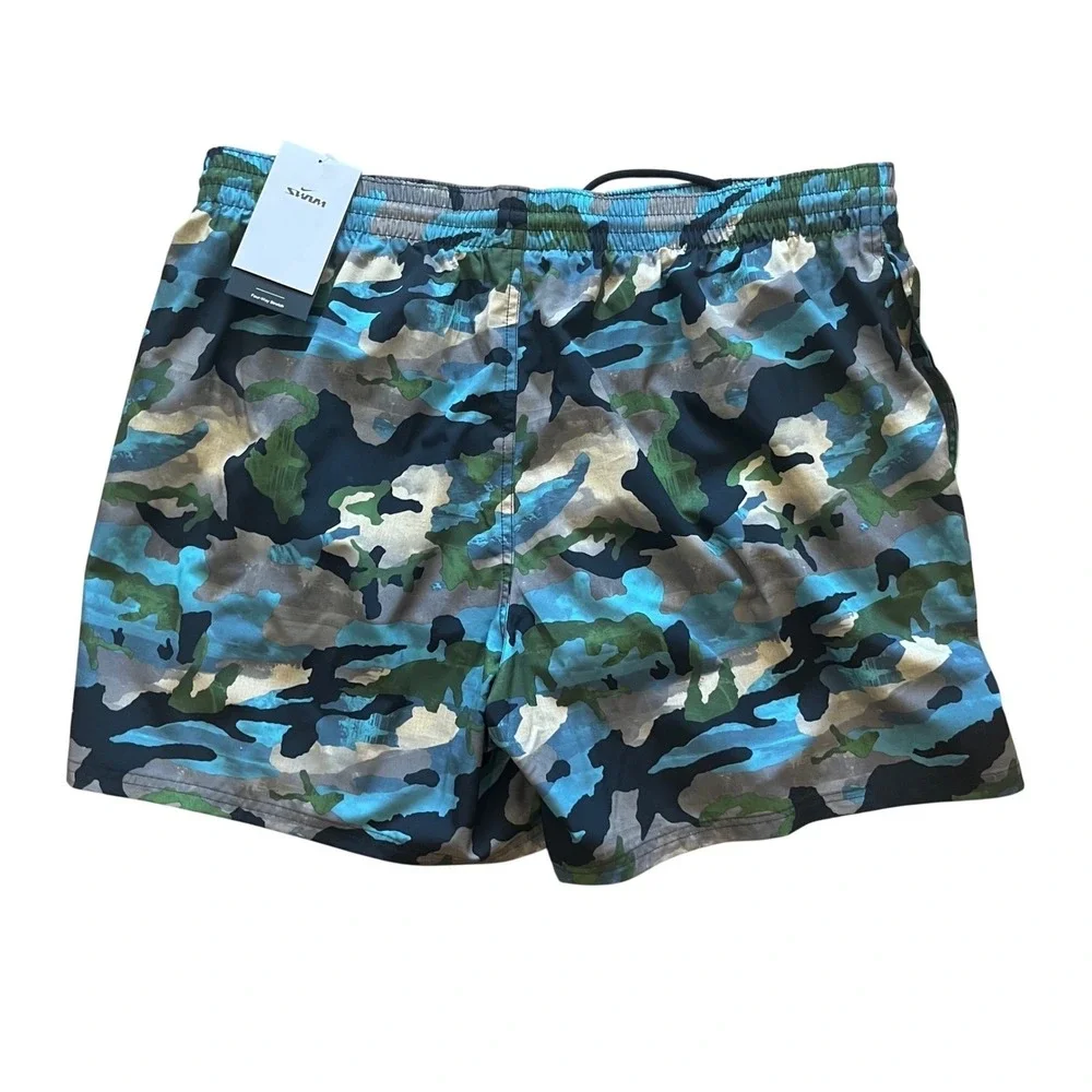 Nike Mens‎ Camo 5 Inch Volley Shorts Blue Green Swim Trunks NESSE548-001 XXL